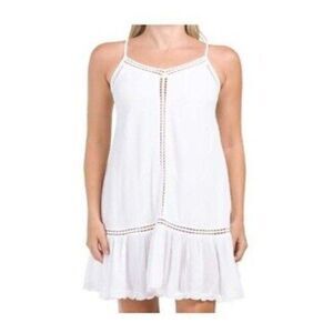 Cupcakes & Cashmere Womens White Drop Waist Coast Crochet Frill Sundress XS‎